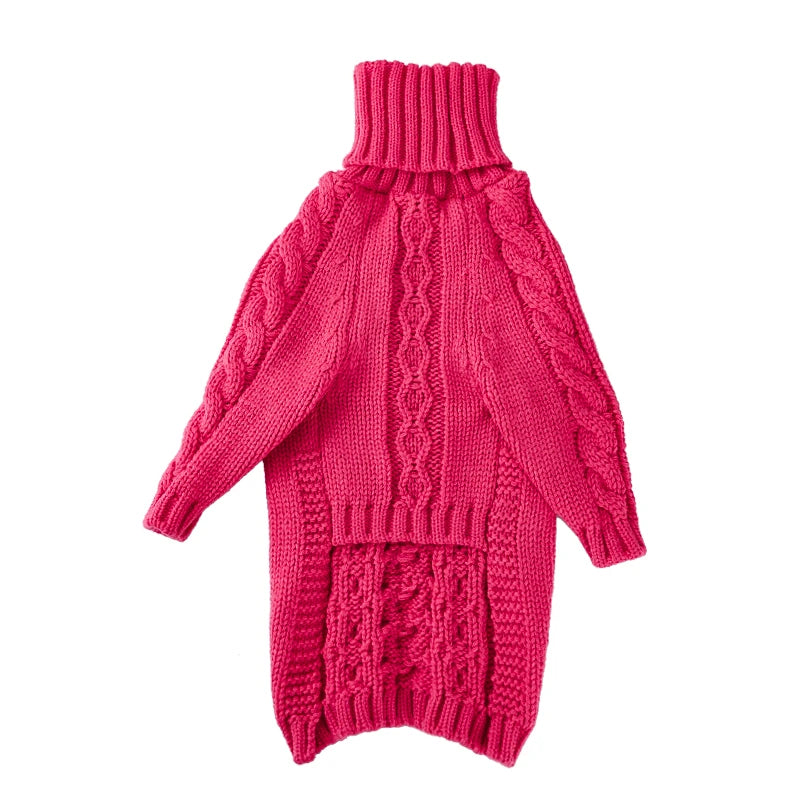 Pink Fashionable Hand-Knitted Wool Turtleneck Sweater for Italian Greyhounds & Whippets