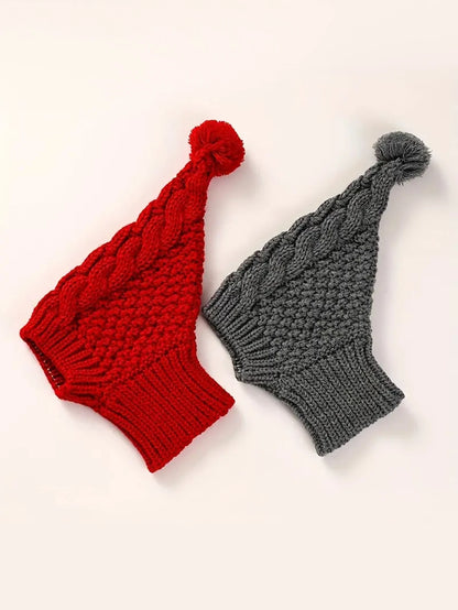 Hand-Knit Wool Snood Beanie for Greyhounds & Whippets