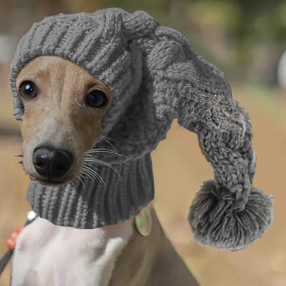 Hand-Knit Wool Snood Beanie for Greyhounds & Whippets