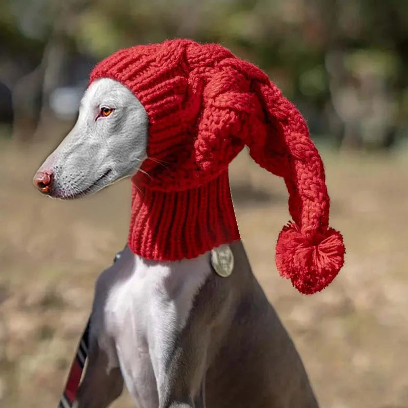 Hand-Knit Wool Snood Beanie for Greyhounds & Whippets