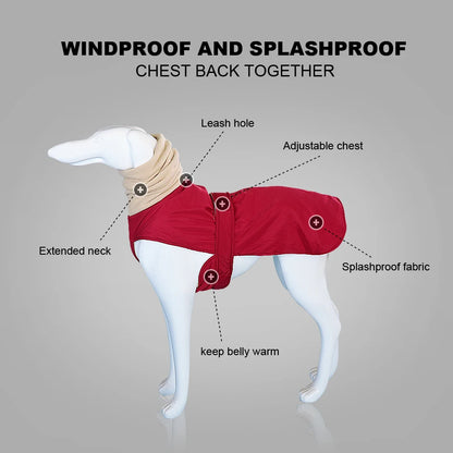 Waterproof Greyhound Winter Coat – Super Warm Thick Jacket for Medium & Large Dogs.