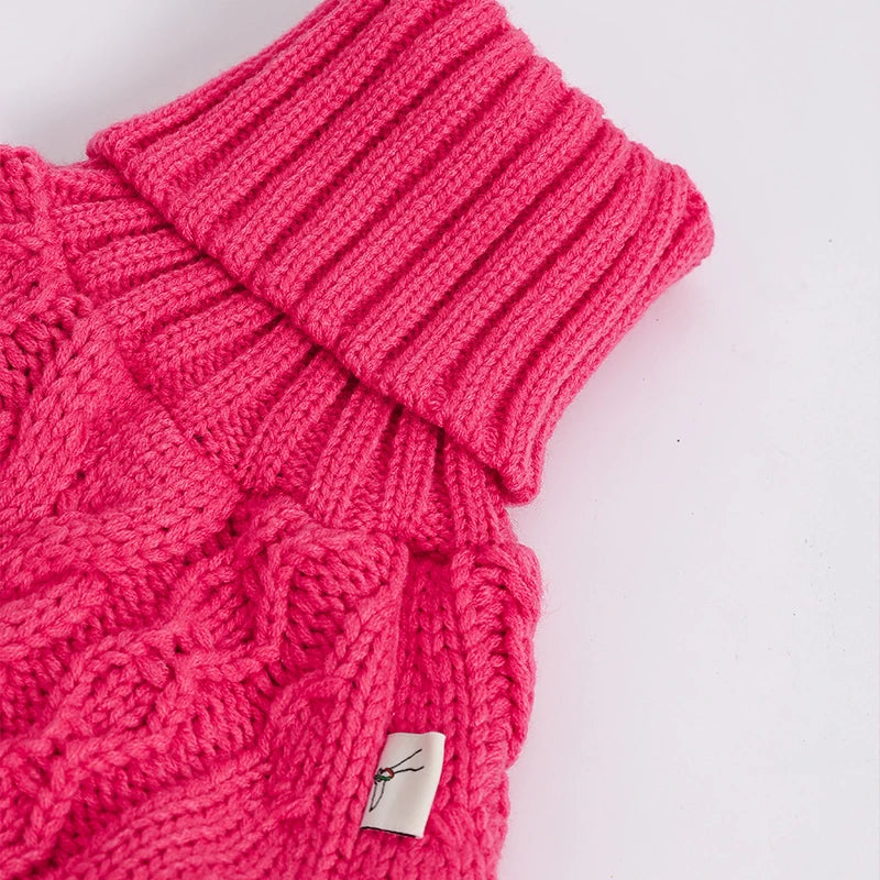 Pink Fashionable Hand-Knitted Wool Turtleneck Sweater for Italian Greyhounds & Whippets